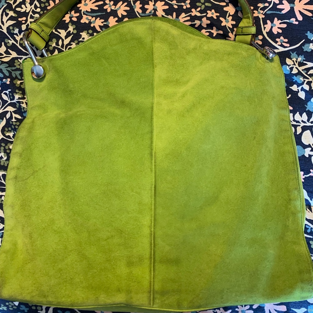 Sergio Rossi suede bag w/ metal strap detail